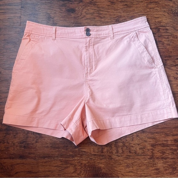Womens Plus Size 17 Coral Peach Shorts Stretch Two Button Flat Front Pockets - Picture 4 of 10